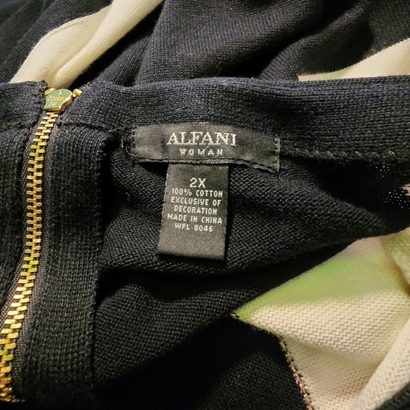 ALFANI Black and Off White Geometric Dress - Picture 5 of 7